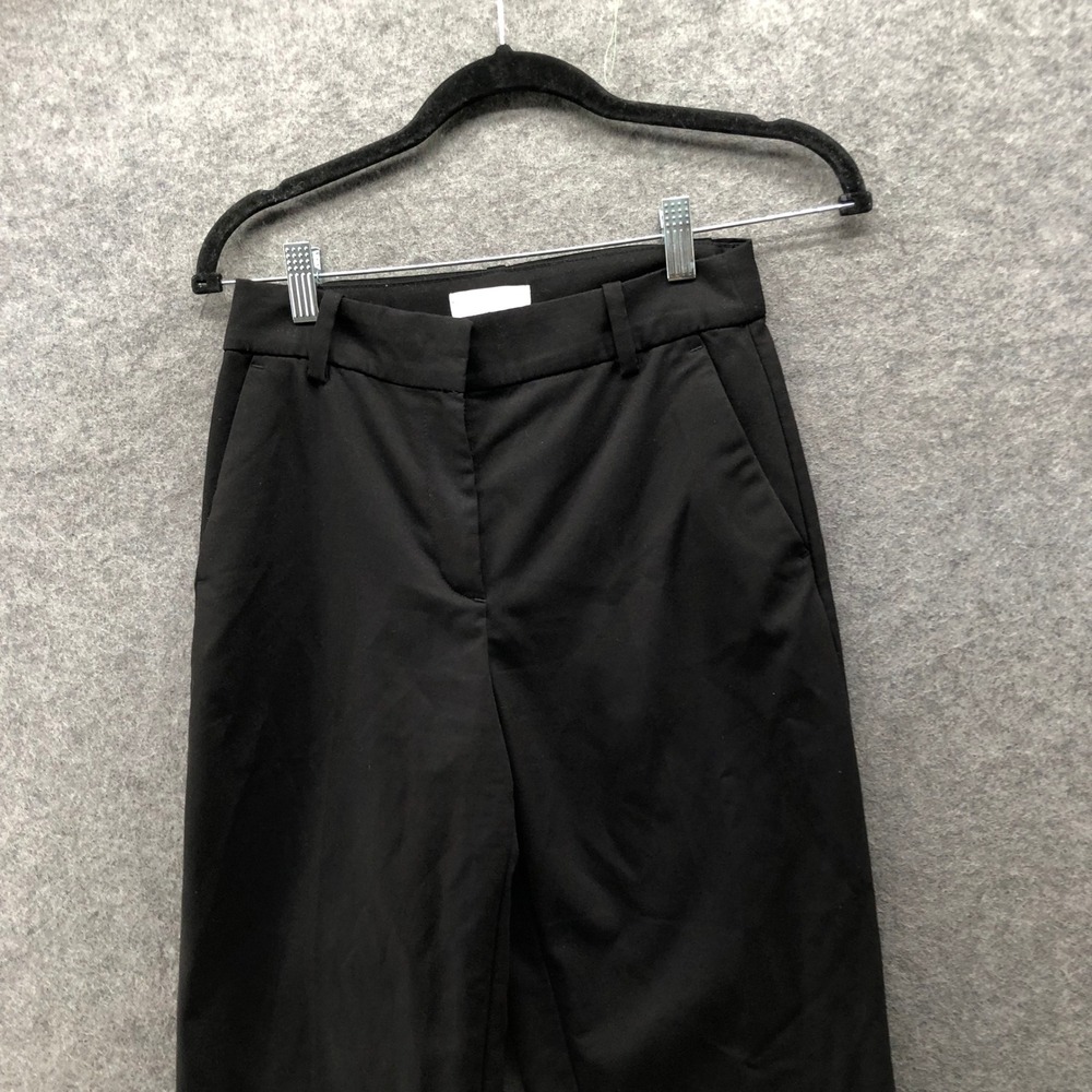 HM Wide Leg Dress‎ Pants Womens 2 Black High Rise Relaxed Straight Flat Front - Picture 3 of 9